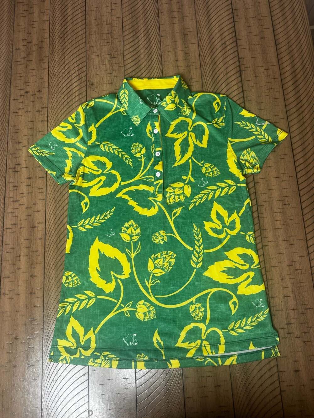 Oahu Golf Est 2015 Green and Yellow Floral Performance Polo Shirt